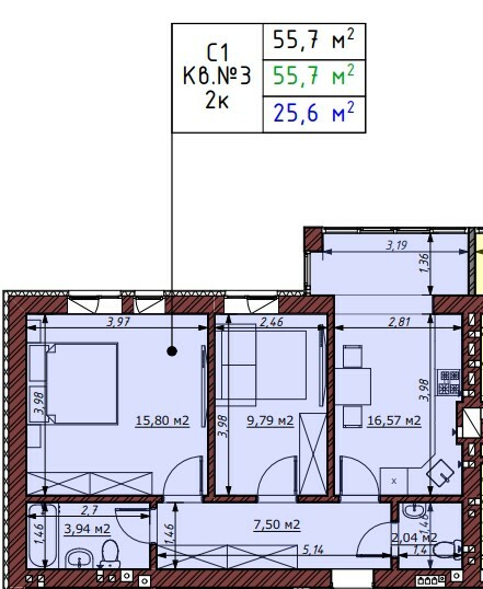2-кімнатна 55.7 м² в ЖК Гостомельські Липки-5 від 12 500 грн/м², смт Гостомель
