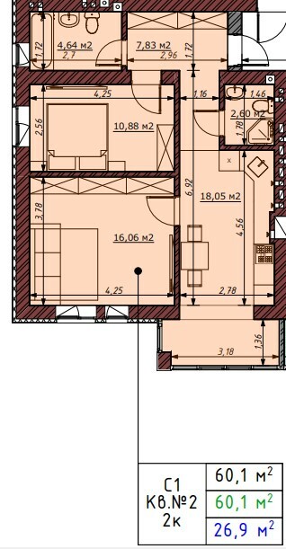 2-кімнатна 60.1 м² в ЖК Гостомельські Липки-5 від 13 500 грн/м², смт Гостомель