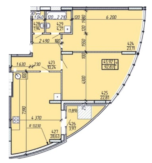 2-комнатная 92.83 м² в ЖК Покровский от 16 000 грн/м², Житомир