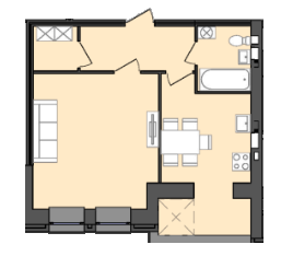 1-комнатная 44.84 м² в ЖК Grand City Dombrovskyi от 13 500 грн/м², Житомир