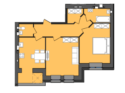 2-комнатная 68.29 м² в ЖК Grand City Dombrovskyi от 13 500 грн/м², Житомир