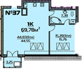 1-кімнатна 69.78 м² в ЖК Бородіно від 23 000 грн/м², Запоріжжя