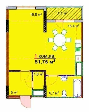 1-кімнатна 51.75 м² в ЖК Моноліт від 16 000 грн/м², Запоріжжя