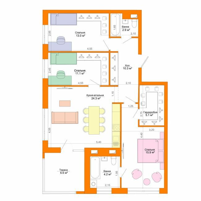 3-кімнатна 94.6 м² в ЖК Legenda від 16 250 грн/м², Запоріжжя