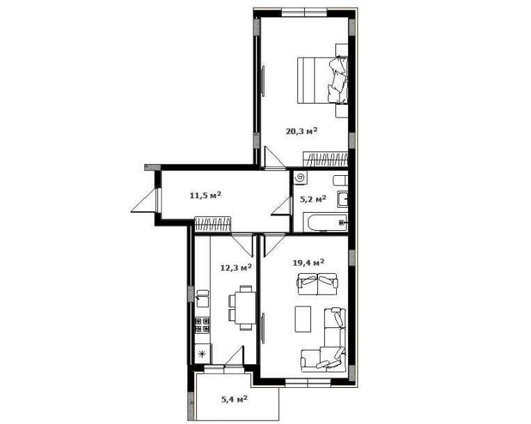 2-кімнатна 68 м² в ЖК Green Land від 26 050 грн/м², Ужгород