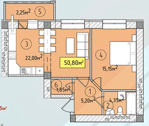 2-кімнатна 50.8 м² в ЖК Modern від 18 600 грн/м², Ужгород