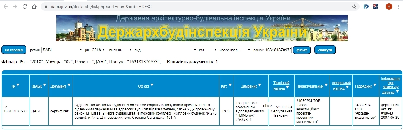Сертифікат про готовність Дом 2, секция 3, ЖК Кассіопея