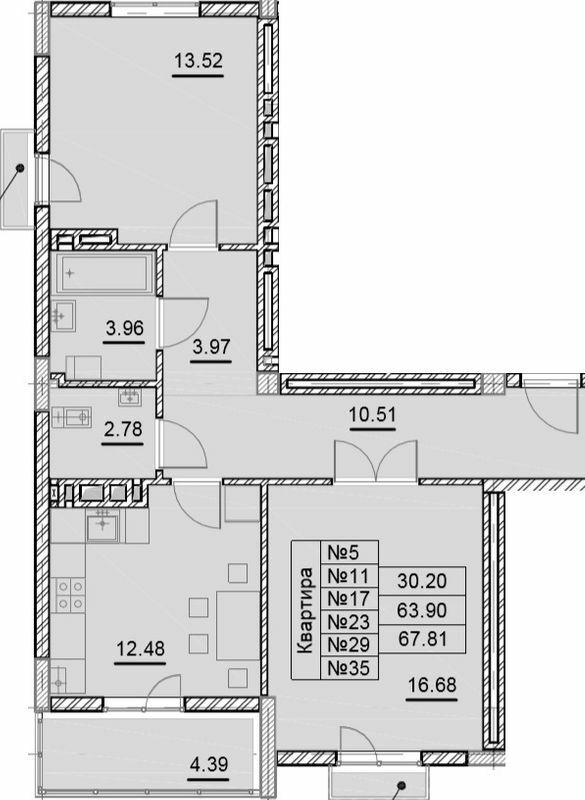 2-кімнатна 67.81 м² в ЖК Парковий від 19 150 грн/м², Ужгород