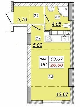 Смарт 26.5 м² в ЖК Шевченковский квартал от 25 000 грн/м², Киев