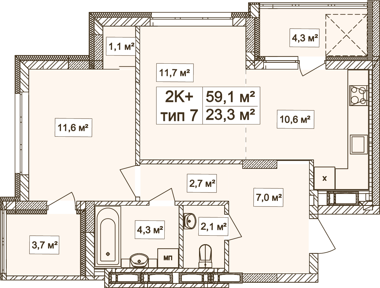2-кімнатна 59.1 м² в ЖК Лук'янівський каскад від 36 284 грн/м², Київ