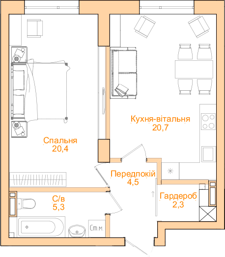 1-комнатная 53.12 м² в ЖК Новопечерский Квартал №5 от застройщика, Киев