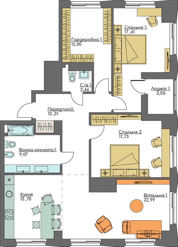 3-кімнатна 112.22 м² в ЖК Resident Concept House від 69 600 грн/м², Київ