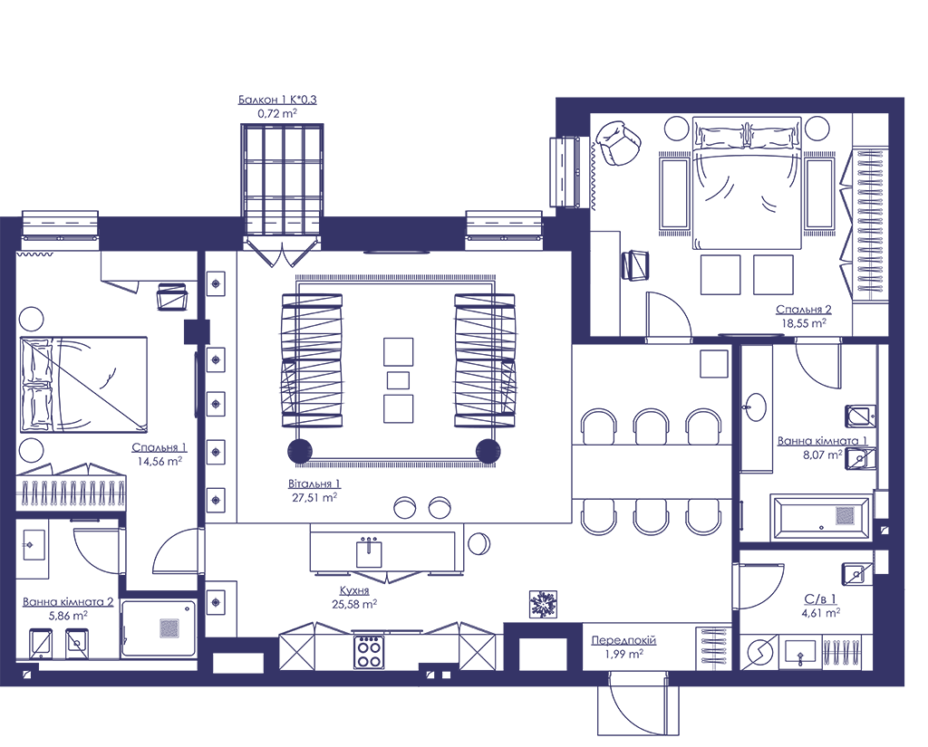 3-кімнатна 107.91 м² в ЖК SAGA City Space від 109 494 грн/м², Київ