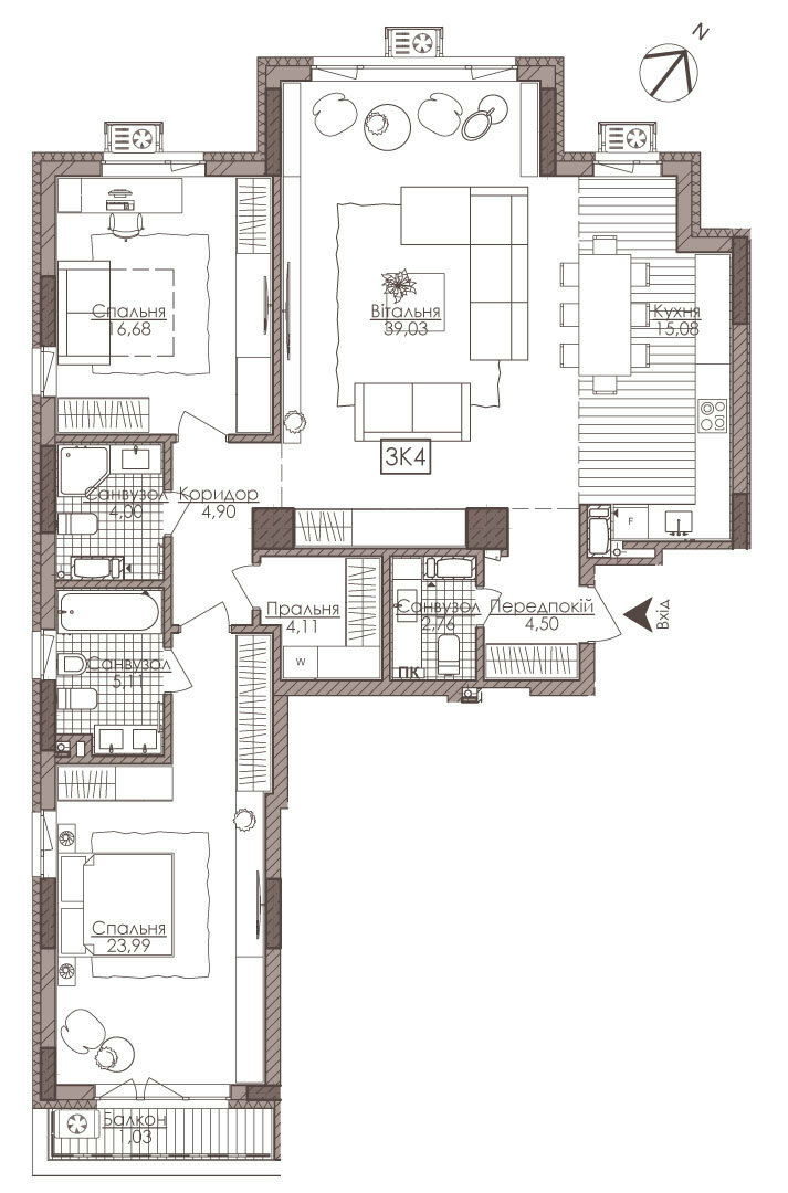 3-кімнатна 121.19 м² в ЖК Камертон від 46 350 грн/м², Київ