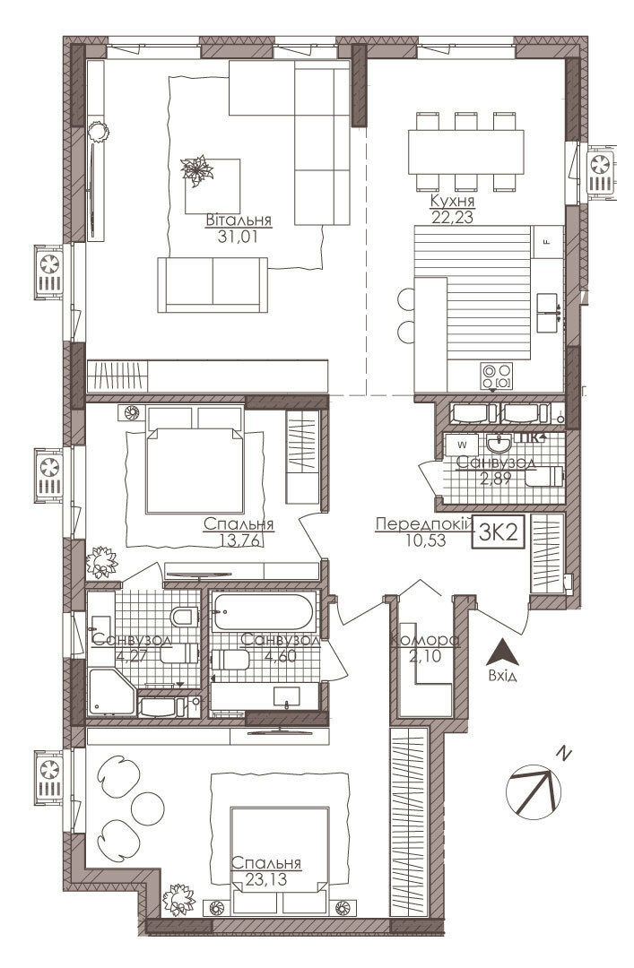 3-кімнатна 144.52 м² в ЖК Камертон від 46 850 грн/м², Київ