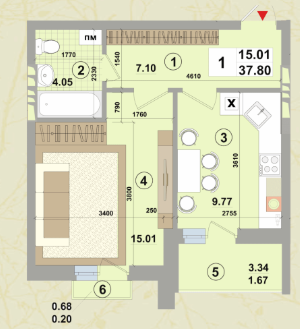 1-кімнатна 37.8 м² в ЖК Forest Park від 21 000 грн/м², Київ