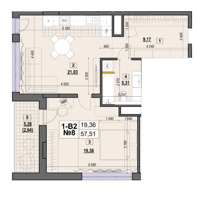 1-кімнатна 57.51 м² в ЖК Клубний від 28 000 грн/м², Київ