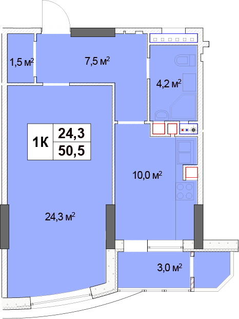 1-кімнатна 50.5 м² в ЖК Solo Park від 42 250 грн/м², Київ