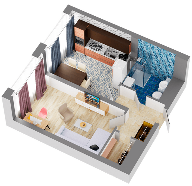 1-кімнатна 38.95 м² в ЖК DOCK32 від 44 650 грн/м², Київ