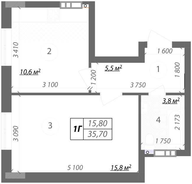 1-комнатная 35.7 м² в КД Podilsky от застройщика, Киев