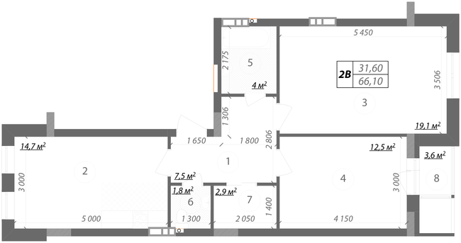 2-кімнатна 66.1 м² в КБ Podilsky від забудовника, Київ