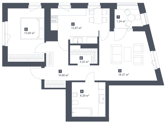 2-кімнатна 68.59 м² в ЖК Silver Flow від 44 750 грн/м², Львів