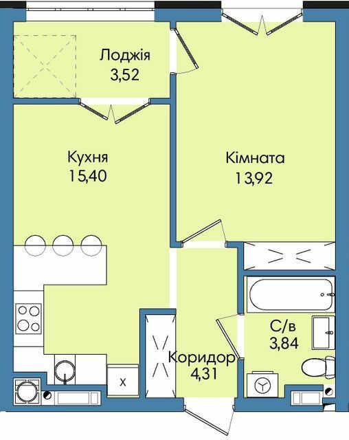 1-комнатная 40.99 м² в ЖК Washington City от 18 800 грн/м², Львов