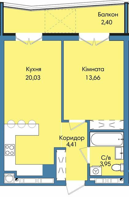1-комнатная 44.45 м² в ЖК Washington City от 23 000 грн/м², Львов