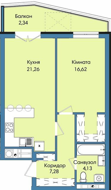 1-комнатная 51.63 м² в ЖК Washington City от 23 000 грн/м², Львов