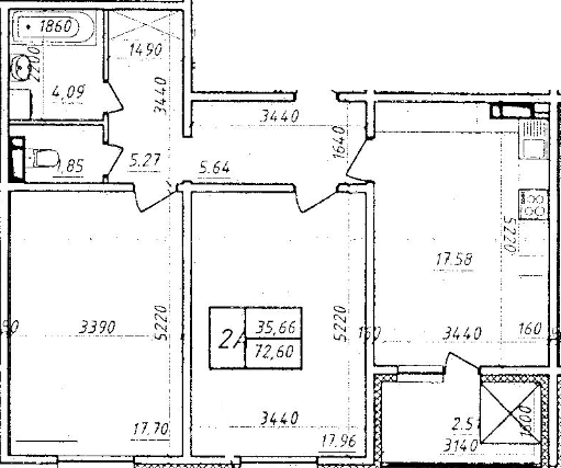 2-комнатная 72.6 м² в ЖК Navigator от застройщика, Киев