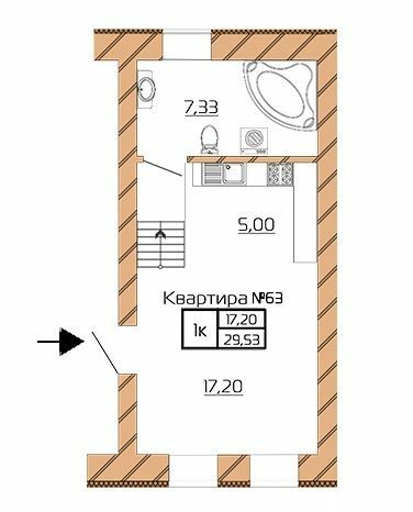 1-комнатная 29.53 м² в КД Corner от застройщика, Киев