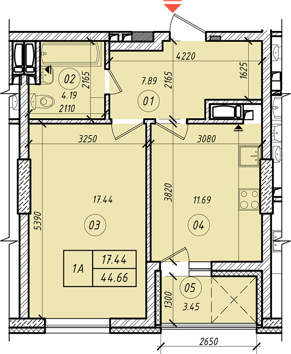1-комнатная 44.66 м² в ЖК LookyanSky от 42 000 грн/м², Киев