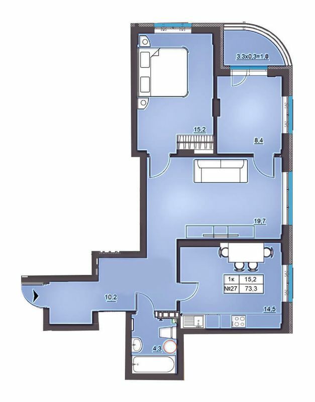 1-кімнатна 73.3 м² в КБ Едельвейс Феофанії від 35 150 грн/м², Київ