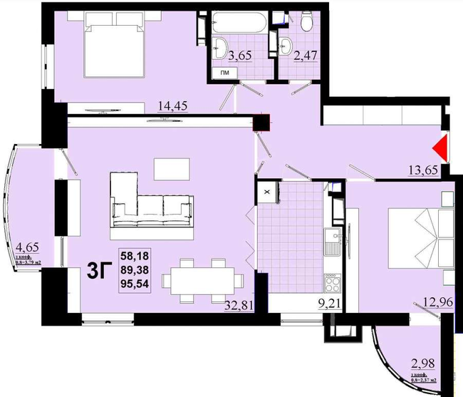 3-кімнатна 95.54 м² в ЖК Златоуст від 35 500 грн/м², Київ