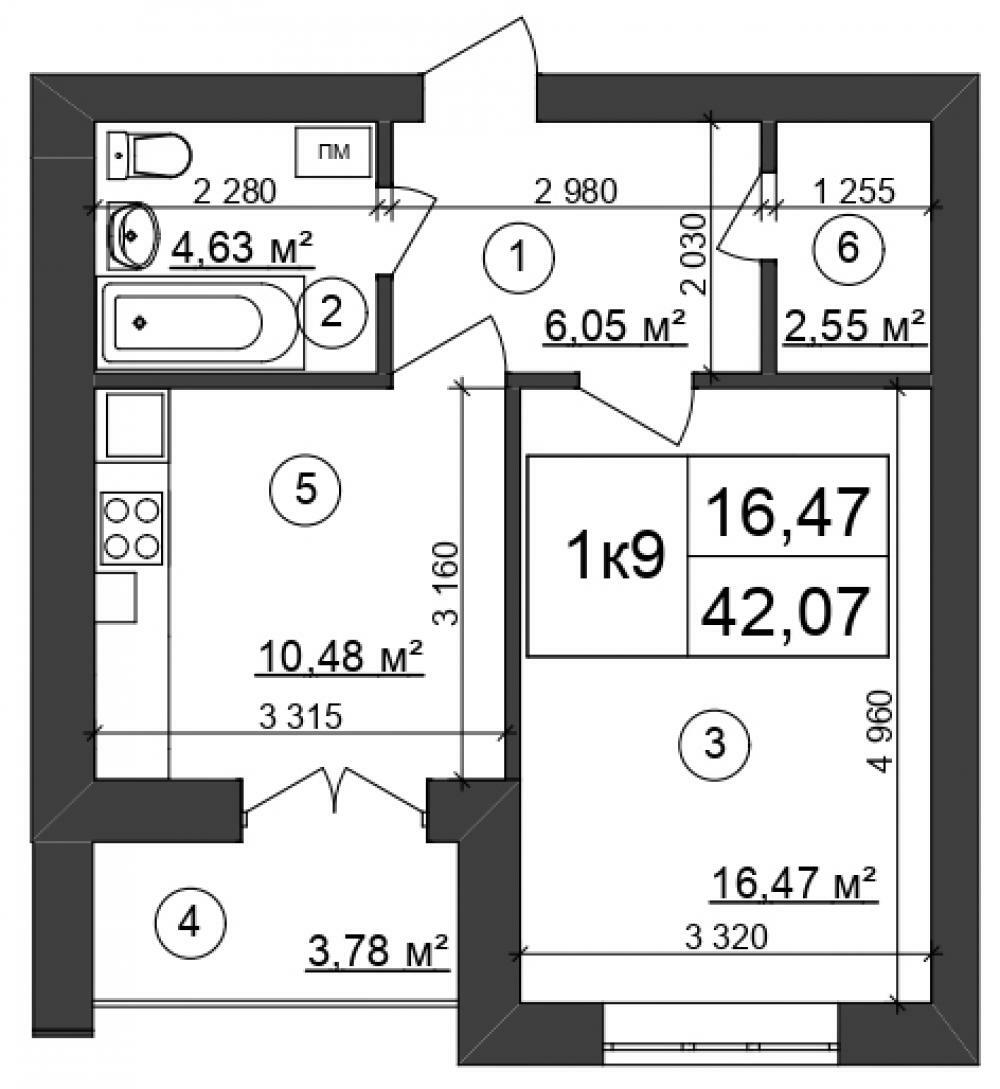 1-комнатная 42.07 м² в ЖК Сырецкий парк от 25 900 грн/м², Киев