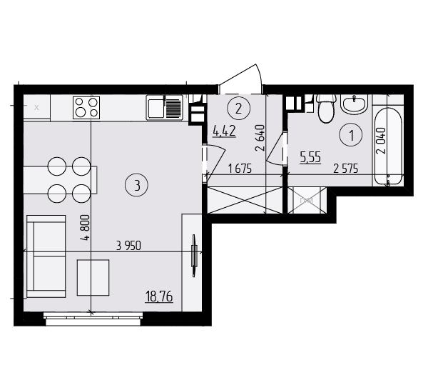 1-комнатная 28.73 м² в ЖК Praga-2 от 20 000 грн/м², Киев