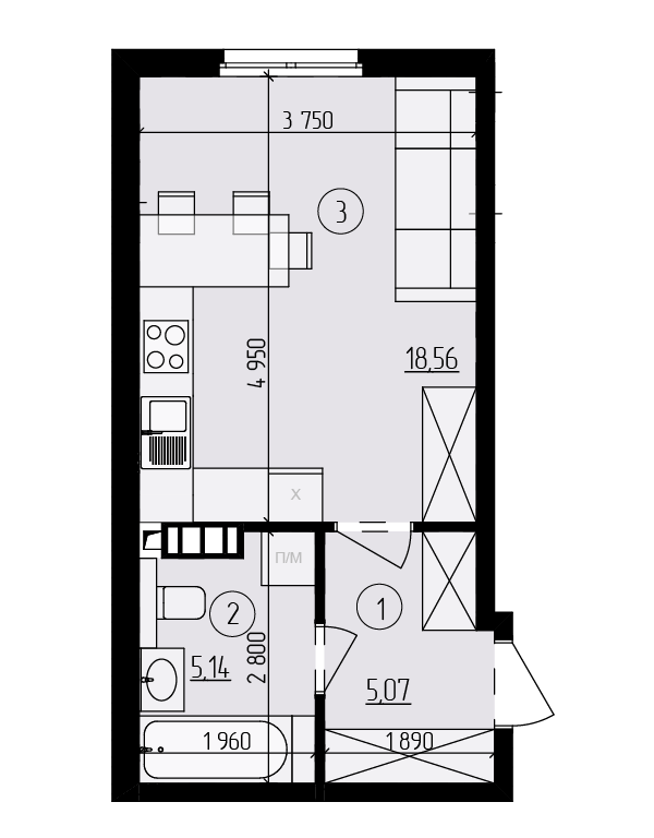 1-комнатная 28.77 м² в ЖК Praga-2 от 20 000 грн/м², Киев