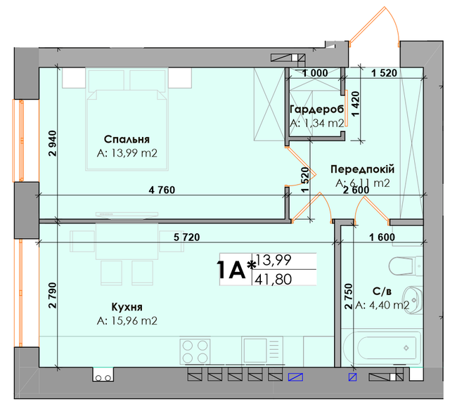 1-кімнатна 41.8 м² в ЖК Елемент від 24 800 грн/м², м. Ірпінь