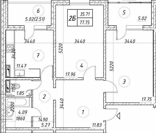 2-кімнатна 77.75 м² в ЖК Ярославичі-2 від 15 750 грн/м², м. Вишгород
