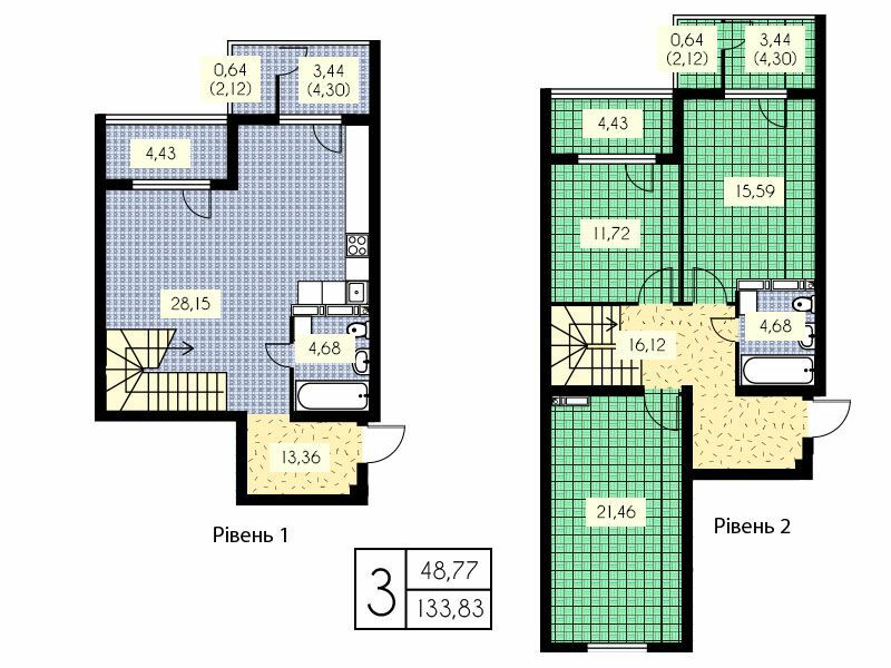 Дворівнева 133.83 м² в ЖК Набережний від 16 150 грн/м², м. Вишгород