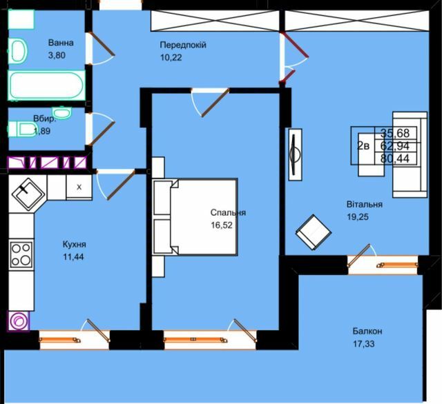 2-комнатная 80.44 м² в ЖК Панська Вертикаль от 15 000 грн/м², г. Стрый