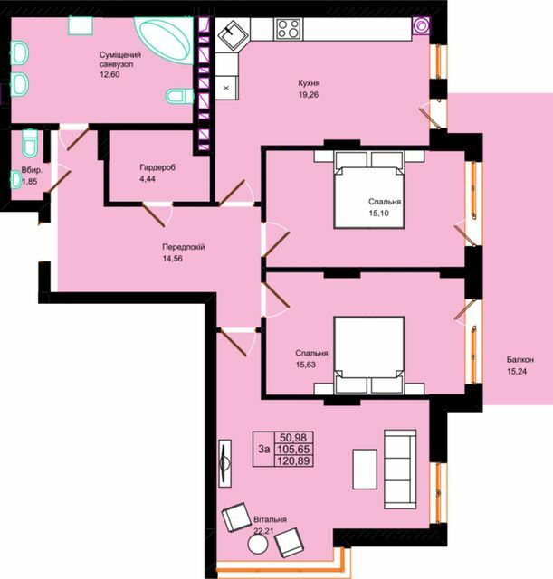 3-комнатная 120.89 м² в ЖК Панська Вертикаль от 13 000 грн/м², г. Стрый