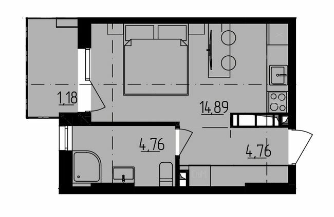 1-кімнатна 15.81 м² в ЖК Be the One від 24 000 грн/м², Київ