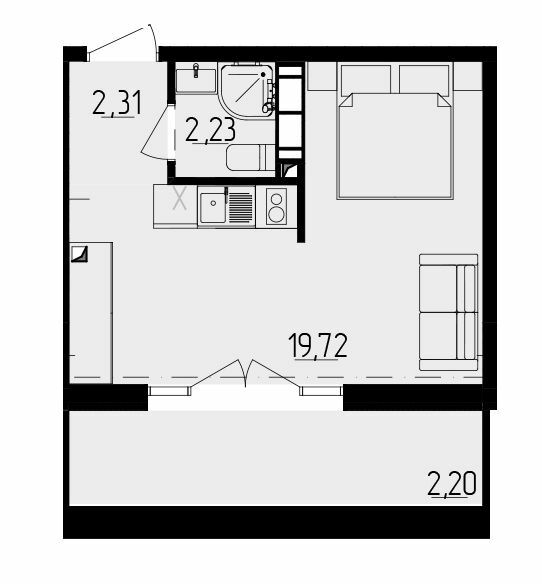 1-кімнатна 24.26 м² в ЖК Be the One від 32 100 грн/м², Київ