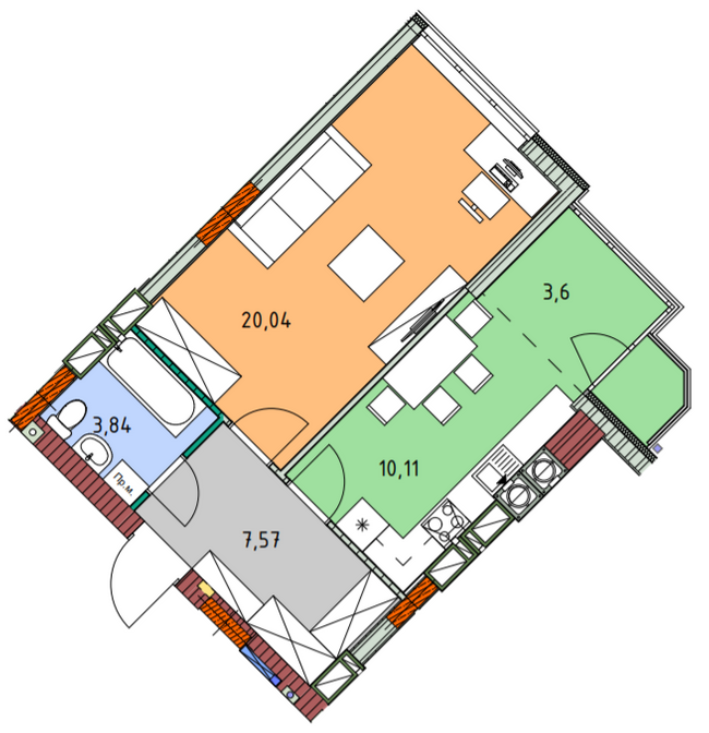 1-комнатная 45.16 м² в ЖК На Прорезной от 23 000 грн/м², пгт Гостомель