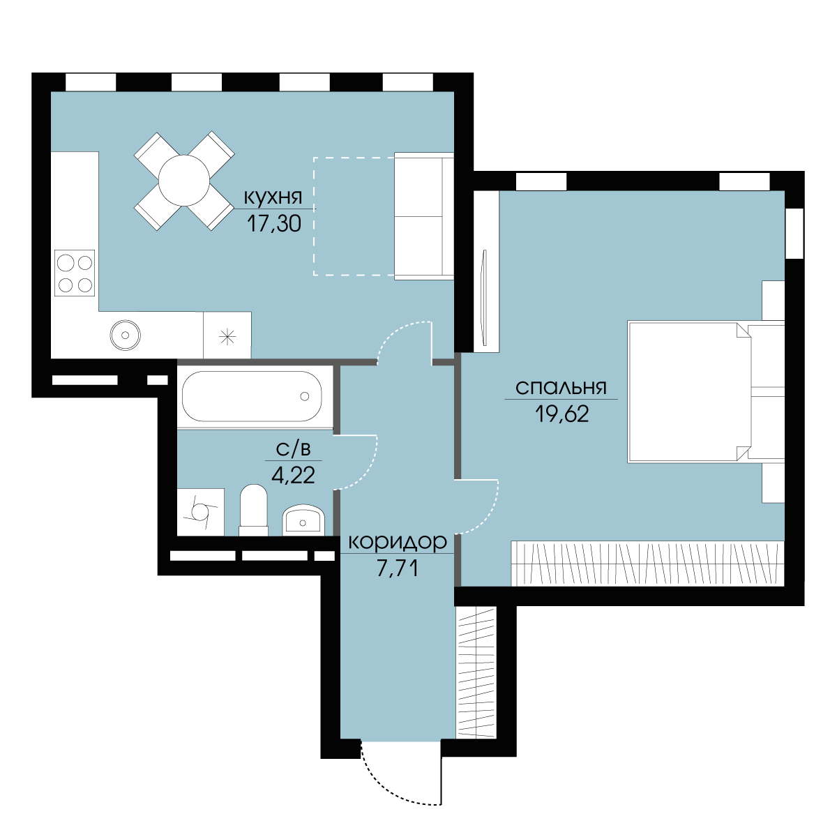 1-кімнатна 48.84 м² в ЖК Echo Park 2 від 23 700 грн/м², с. Петропавлівська Борщагівка