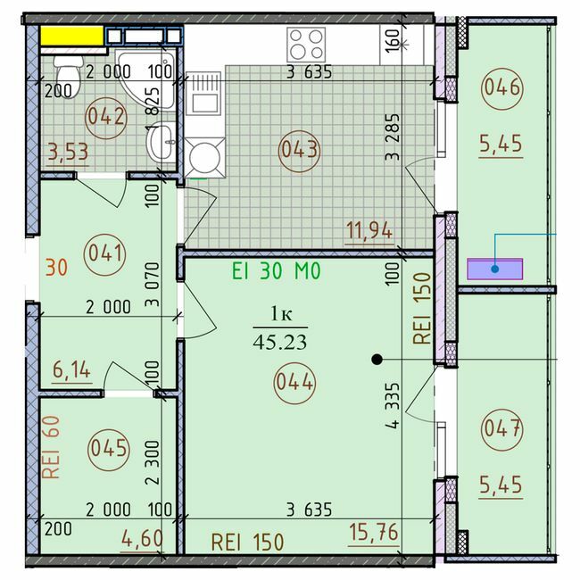 1-кімнатна 45.23 м² в ЖК London від забудовника, м. Вишгород
