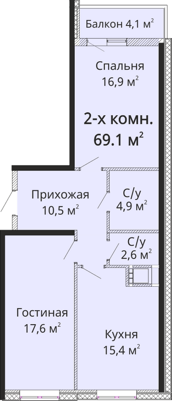 2-кімнатна 69.1 м² в ЖК Михайлівське містечко від забудовника, Одеса