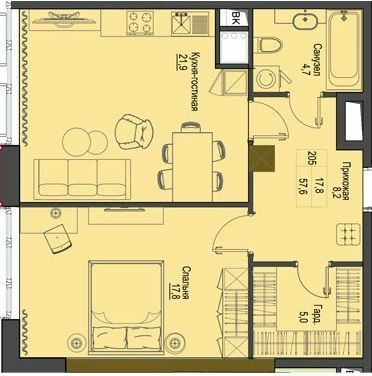 1-комнатная 57.6 м² в ЖК Первый Французский от 45 400 грн/м², Одесса