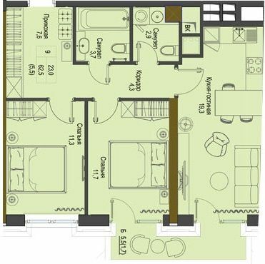 2-кімнатна 62.5 м² в ЖК Перший Французький від 44 000 грн/м², Одеса